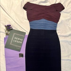 Navy, Purple, and Blue Herve Leger Dress. Never worn. New.